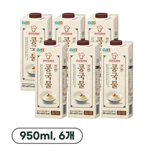 콩을 통째로 갈아넣은 정식품 진한콩국물 950ML 6개