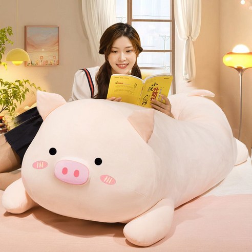 MAKABORO 대형 돼지 인형 수면인형 안고자는 쿠션 인형 생일선물 여친선물, 1개, 돼지A, 50cm