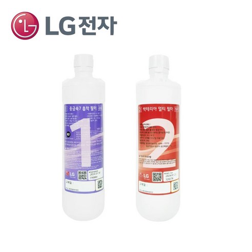 (정품) LG전자 퓨리케어 정수기 중금속7 흡착 1번 필터 + 박테리아 멀티 2번 필터 세트/ WD100 102 300 301 302 303 500 501 502 503 AW, 1개, B 중금속+박테리아필터세트