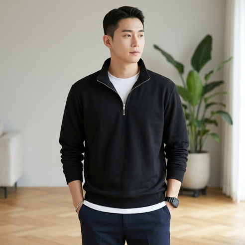 Ambition 남성 긴팔 반집업 맨투맨