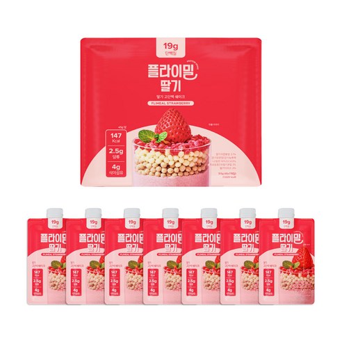 플라이밀 단백질 쉐이크 딸기맛 파우치, 45g, 7개