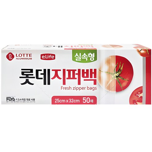 롯데이라이프 실속형 지퍼백, 중(M), 50개입, 1개