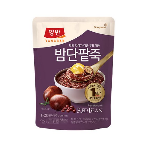 양반죽 밤단팥죽 파우치 420g