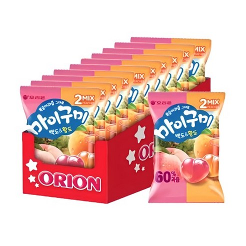 오리온 복숭아과즙 그대로 마이구미 백도&황도