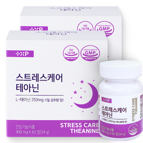 스트레스 인한 긴장 완화 차분 평온 일상 위한 릴렉스 케어 에 좋은 L 테아닌, 2박스, 60회분