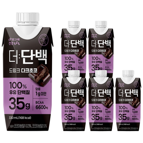 빙그레 더단백 드링크 프로틴음료 다크초코 6개