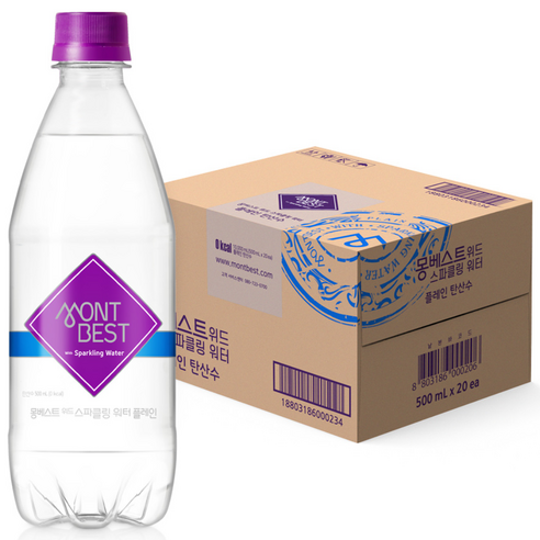 몽베스트 위드 스파클링 워터 플레인, 500ml, 20개