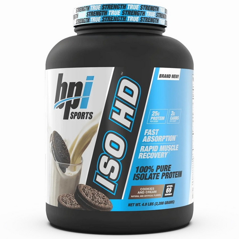 BPI스포츠 ISO HD 퓨어 아이솔레이트 프로틴 (쿠키 앤 크림 맛) 2,208g, 2.208kg, 5개