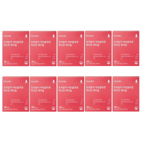 닥터오케이 초저분자 어린콜라겐 레티놀 펩타이드 비오틴 피쉬 콜라겐 식약처 HACCP 인증, 60g, 10세트