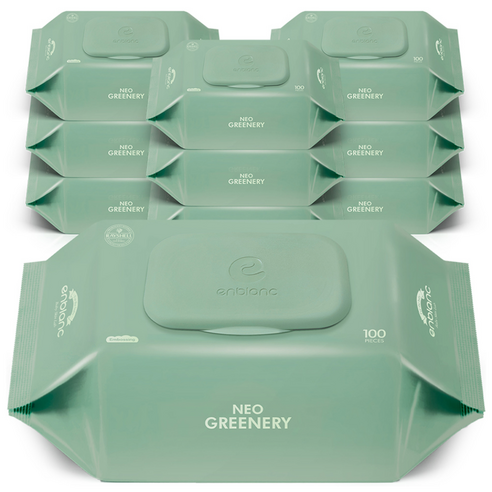앙블랑 네오 그리너리 유아용 물티슈 캡형, 50g, 100매, 10개