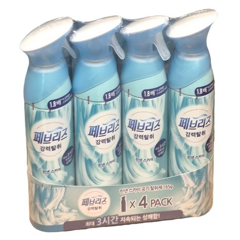 페브리즈 에어 린넨 앤 스카이 실내 탈취제 본품, 165g, 4개