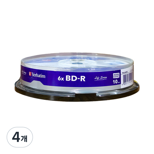 [버바팀] BD-R, 6배속, 25GB, [케익통], 4개, [케익통/10매]