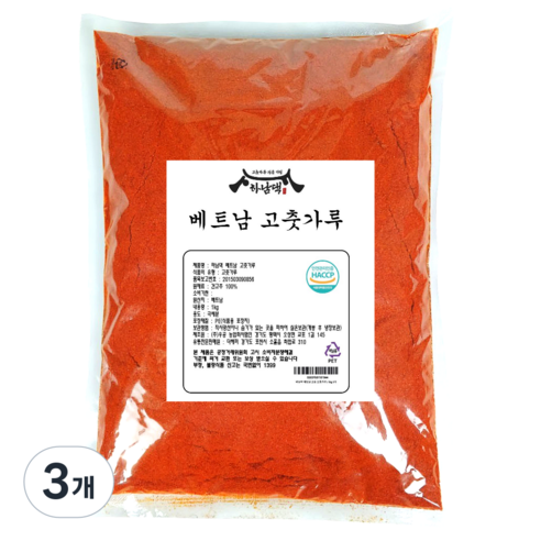 [하남댁] 베트남 고운 고춧가루 소스용 떡볶이용 아주 매운맛, 3개, 500g