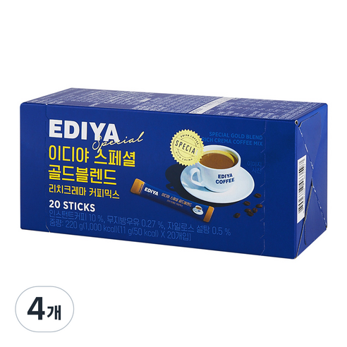 이디야 스페셜 골드 블렌드 커피믹스, 11g, 20개입, 4개