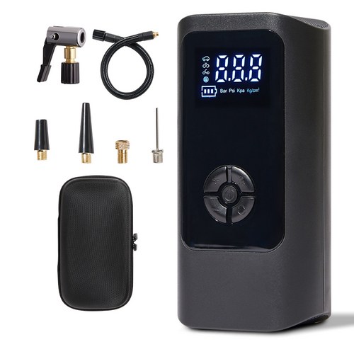 메이튼 휴대용 무선 타이어 공기압 주입기 올인원 에어펌프 세트 6000mAh, 1세트, 블랙