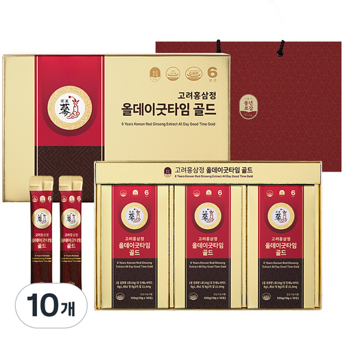 풍년보감 6년근 고려홍삼정 올데이굿타임 골드 30포 세트 + 쇼핑백, 300g, 10세트
