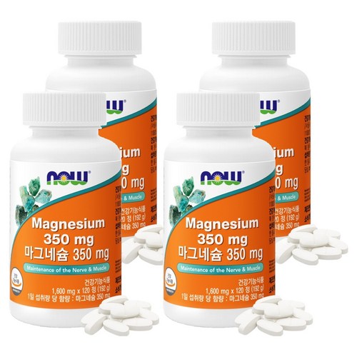 나우푸드 마그네슘 350mg, 120정, 4개