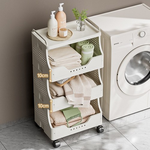 SeekFun 수납카트 이동식 트롤리 간식 선반 책 정리 접이식 다용도 초간단 조립, 4단