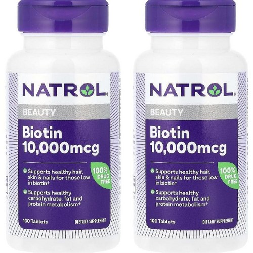 나트롤 바이오틴 NATROL Biotin Calcium 10000mcg 100정 2개
