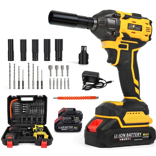 우스틴스 브러시리스 리튬배터리 임팩 전동렌치, 1개, 배터리 2개, 본품 + 배터리1개