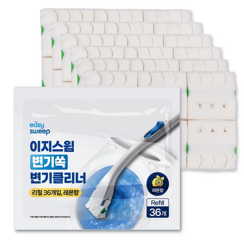 이지스윕 변기쏙 변기클리너 리필 36개입, 레몬향, 1세트, 화이트