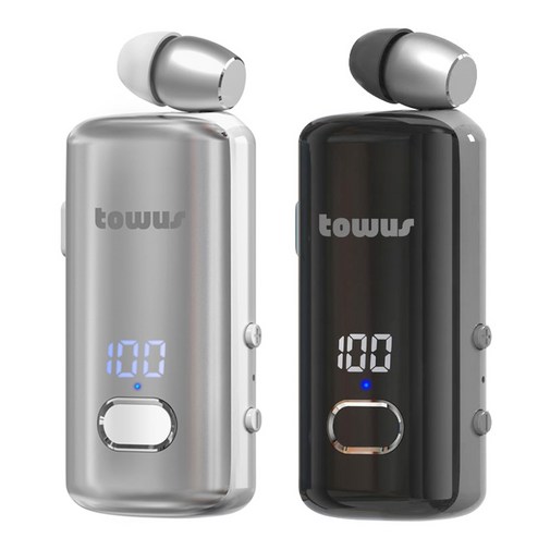 토어스 TOWUS B90C 핸즈프리 원터치 집게형 클립형 멀티페어링 C타입 블루투스 무선 이어폰, 실버