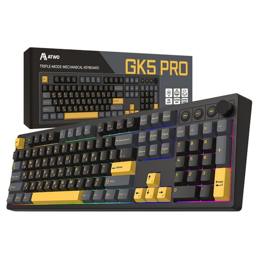 에이투 풀배열 게이밍 유무선 키보드 오테뮤 그레이축, 블랙골드, GK5 PRO, 제조사축
