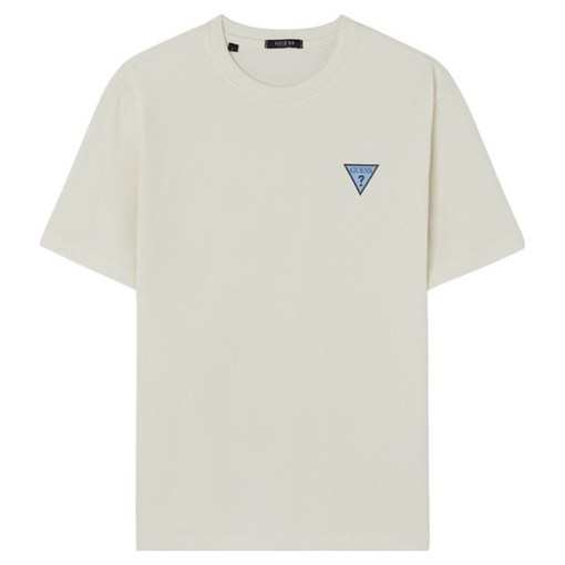 게스 남녀공용 유니 등판 원형 그래픽 반팔 티셔츠 KP2K6422