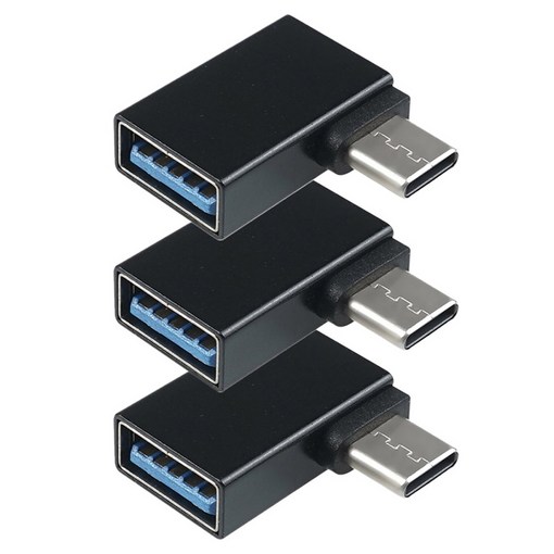 컴스 Type C 젠더 USB 3.0 A to C타입 측면꺽임 꺽임 5Gbps 고속전송 Black 3p