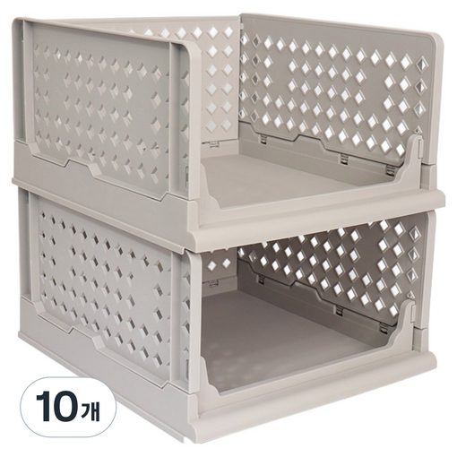 키친앤홈 접이식 슬라이딩 리빙박스, 그레이, 10개