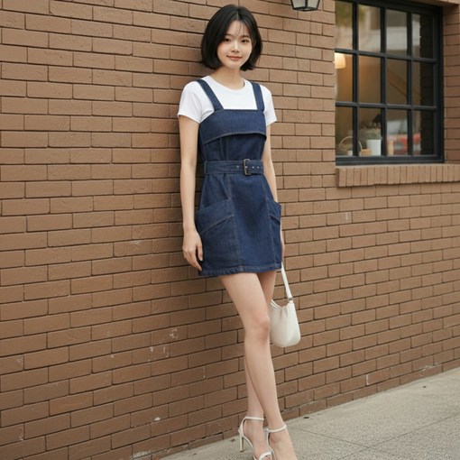 메이첼 트엘러니 빅포켓 데님 뷔스티에 미니 원피스 12643