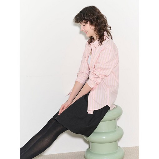 국내백화점 빈폴레이디스 B. my 클래식 스트라이프 오버핏 셔츠 핑크 BF5264N08X 여자 셔츠