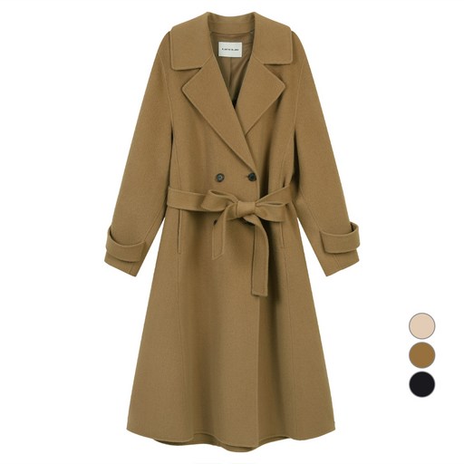 플라스틱아일랜드 여성용 울100 더블 버튼 핸드메이드 코트 PR4TC582