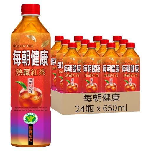 每朝健康 熟藏紅茶 無糖, 24入, 24瓶, 650ml