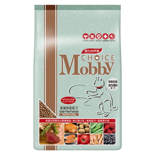 Mobby 莫比 全齡貓無穀配方乾飼料, 1袋, 6.5kg, 鹿肉 + 鮭魚