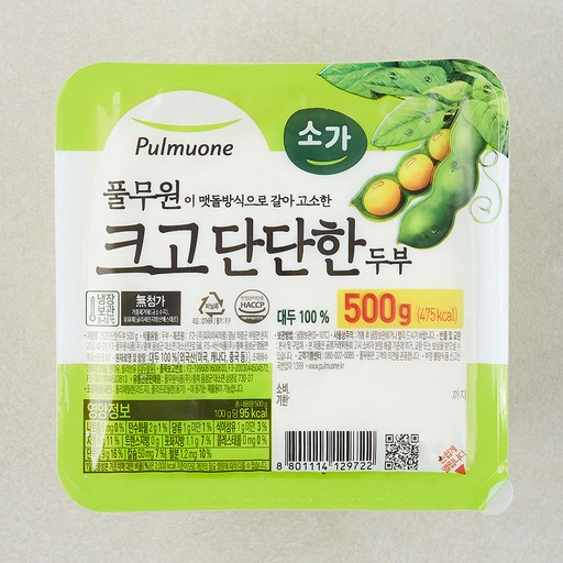 풀무원 크고 단단한 두부 500g 1개 신선한 건강식으로 식탁을 풍성하게