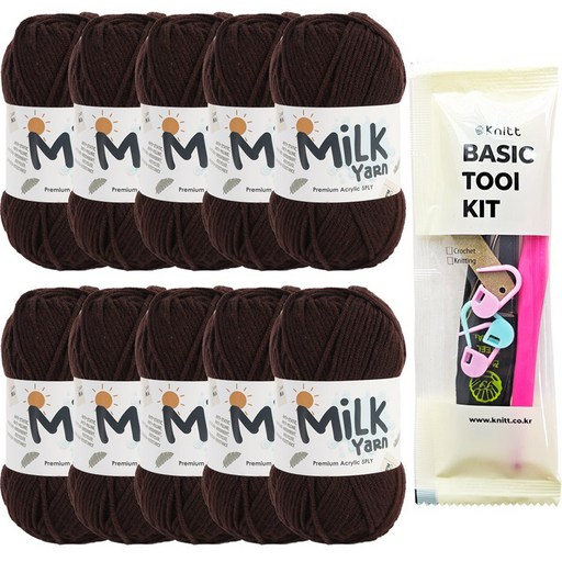 니뜨 밀크얀 뜨개실 50g x 10p + 뜨개 기본도구 세트