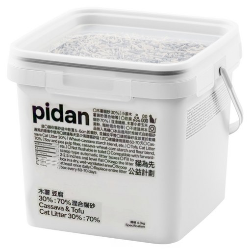 pidan 寵物木薯豆腐混合貓砂 Cas Tofu, 4.3kg, 1桶, 無香