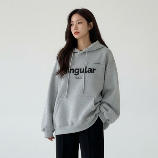 구디프 여성용 루즈핏 레터링 프린팅 오버핏 후디 긴팔 티셔츠