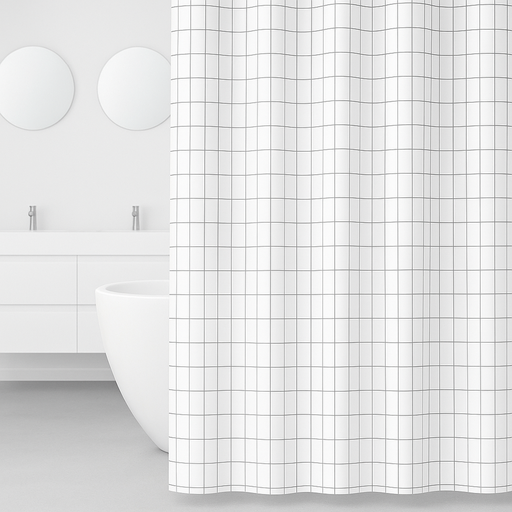 베러웰즈 물튐 방지 샤워 커튼, 심플체크, 1개
