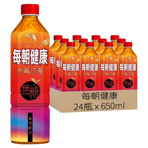 每朝健康 熟藏紅茶 無糖, 24入, 24瓶, 650ml