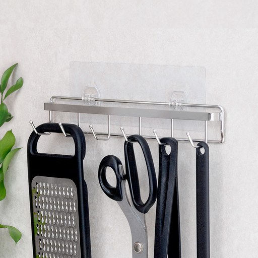 스파이더락 무타공 스마트접착 조리도구걸이 6구