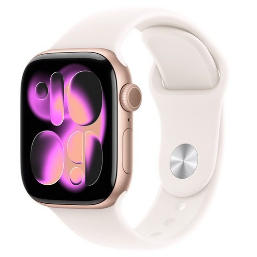 Apple 2025 Apple Watch S11 玫瑰金色鋁金屬 + S/M淡胭粉色運動型錶帶, 42mm, 淡胭粉色, GPS
