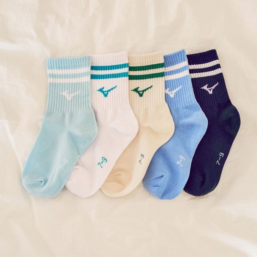 Mizuno 美津濃 兒童條紋中筒襪5雙組