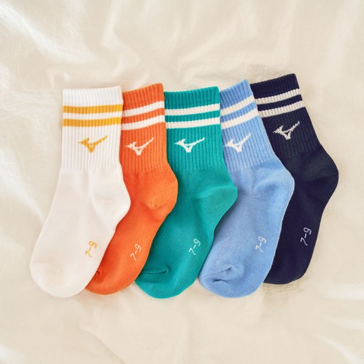 Mizuno 美津濃 青少年條紋中筒襪5雙組