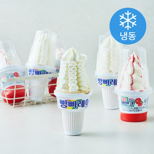 [로켓프레시] 롯데웰푸드 더블비얀코 210ml x 3개입   빵빠레 바닐라 195ml x 3개입 세트 (냉동)