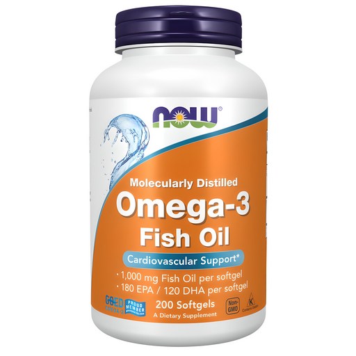 NOW Foods Omega3魚油軟膠囊 1000mg, 200顆, 1罐