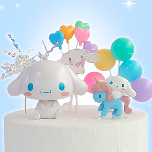 유니콘 시나모롤 풍선나라 케이크 토퍼 장식 세트 생일 파티 소품 데코 피규어, 1세트