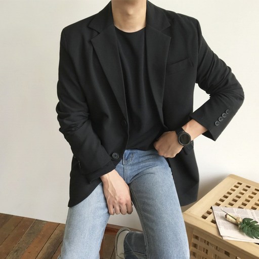 남자 가을 캐주얼 블레이저 자켓 남성 간절기 세미오버핏 심플 데일리 미니멀 아우터