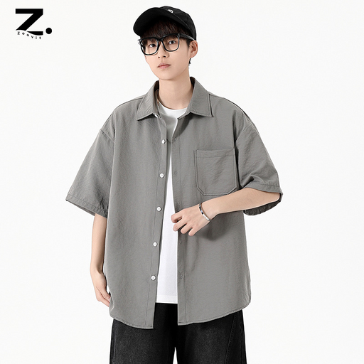 Zoovit 남성 빅사이즈 루즈핏 셔츠 여름 캐주얼 반소매 셔츠